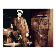 Young Mechanic Vintage Photo Post Card