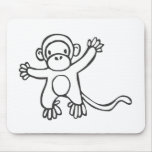 Young Monkey in Black and White Sketch mousepads