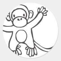 Young Monkey in Black and White Sketch Sticker