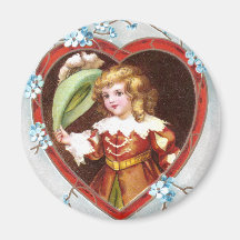 Young Musketeer in Heart Vintage Valentine Magnets