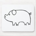 Young Pig in Black and White Sketch mousepads