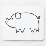 Young Pig in Black and White Sketch mousepads