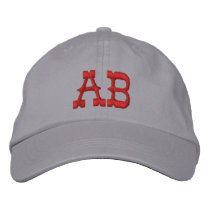 Your initials. Red Monogram. Customisable Embroidered Baseball Cap