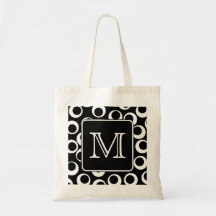 Your Letter. Black and White Monogram. Fun Pattern Bags