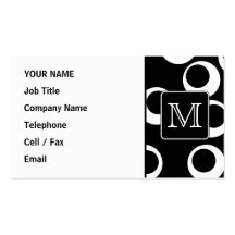 Your Letter. Black and White Monogram. Fun Pattern Business Card Template