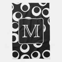 Your Letter. Black and White Monogram. Fun Pattern Hand Towel