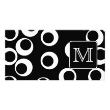 Your Letter. Black and White Monogram. Fun Pattern Photo Card