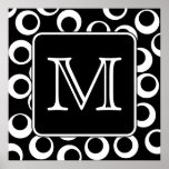 Your Letter. Black and White Monogram. Fun Pattern Print
