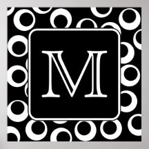 Your Letter. Black and White Monogram. Fun Pattern Print