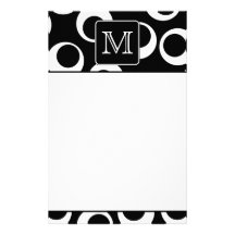 Your Letter. Black and White Monogram. Fun Pattern Stationery Design