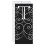 Your Letter. Black / White Swirl Monogram. Custom Personalised Rack Card