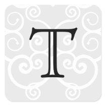 Your Letter. Black / White Swirl Monogram. Custom Sticker