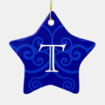 Your Letter. Custom Blue Swirl Monogram. Ornaments