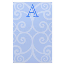 Your Letter. Custom Blue Swirl Monogram. Stationery Design