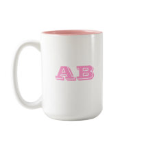 Your Letter Custom initials. Pink White. Monogram Coffee Mug