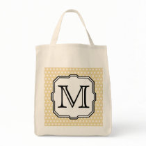 Your Letter. Custom Monogram. Beige Polka Dot. Canvas Bag