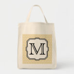Your Letter. Custom Monogram. Beige Polka Dot. Canvas Bag