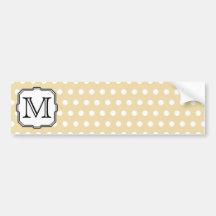 Your Letter. Custom Monogram. Beige Polka Dot. Bumper Sticker