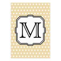 Your Letter. Custom Monogram. Beige Polka Dot. Business Card