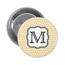 Your Letter. Custom Monogram. Beige Polka Dot. Pins