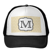Your Letter. Custom Monogram. Beige Polka Dot. Mesh Hats
