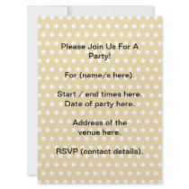 Your Letter. Custom Monogram. Beige Polka Dot. Custom Invites