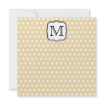 Your Letter. Custom Monogram. Beige Polka Dot. Personalized Announcement