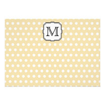 Your Letter. Custom Monogram. Beige Polka Dot. Invites