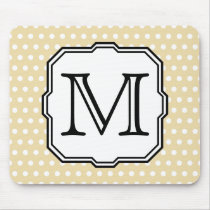 Your Letter. Custom Monogram. Beige Polka Dot. Mouse Pad