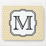 Your Letter. Custom Monogram. Beige Polka Dot. Mouse Pad