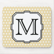 Your Letter. Custom Monogram. Beige Polka Dot. Mouse Pad