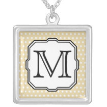 Your Letter. Custom Monogram. Beige Polka Dot. Personalised Necklace