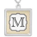 Your Letter. Custom Monogram. Beige Polka Dot. Personalised Necklace