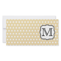 Your Letter. Custom Monogram. Beige Polka Dot. Customised Photo Card