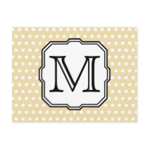 Your Letter. Custom Monogram. Beige Polka Dot. Postcard