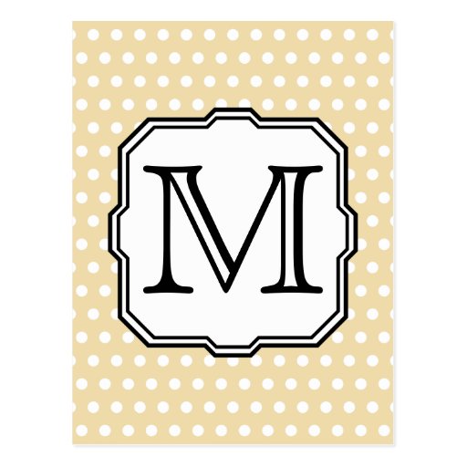 Your Letter. Custom Monogram. Beige Polka Dot. Postcard