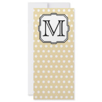 Your Letter. Custom Monogram. Beige Polka Dot. Rack Card Design