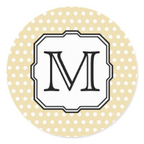 Your Letter. Custom Monogram. Beige Polka Dot. Sticker