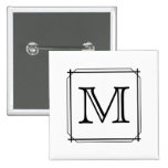 Your Letter. Custom Monogram. Black and White Pinback Buttons