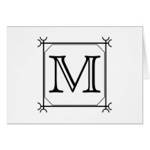 Your Letter. Custom Monogram. Black and White Greeting Cards