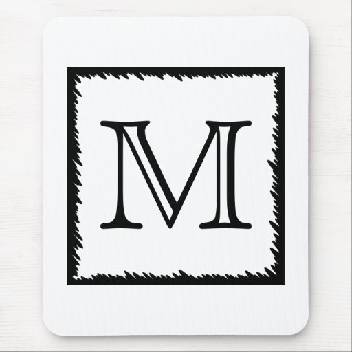 Your Letter. Custom Monogram. Black and White Mousepads