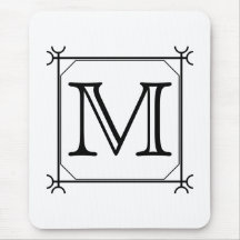 Your Letter. Custom Monogram. Black and White Mousepad