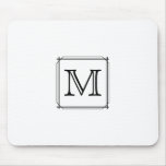 Your Letter. Custom Monogram. Black and White Mousemats