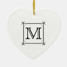 Your Letter. Custom Monogram. Black and White Christmas Tree Ornament