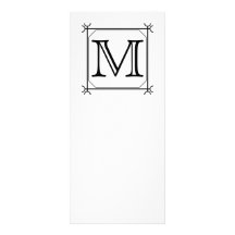 Your Letter. Custom Monogram. Black and White Custom Rack Card
