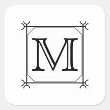 Your Letter. Custom Monogram. Black and White Stickers