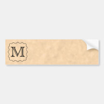 Your Letter. Custom Monogram. Black & Parchment Bumper Stickers