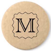 Your Letter. Custom Monogram. Black & Parchment Pinback Button