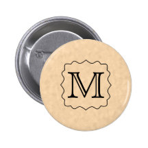 Your Letter. Custom Monogram. Black & Parchment Buttons