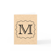 Your Letter. Custom Monogram. Black & Parchment Greeting Card